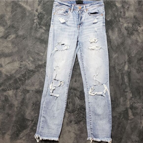 Buckle Black high rise ankle distressed destroyed jeans fit 53 button fly - Picture 5 of 14